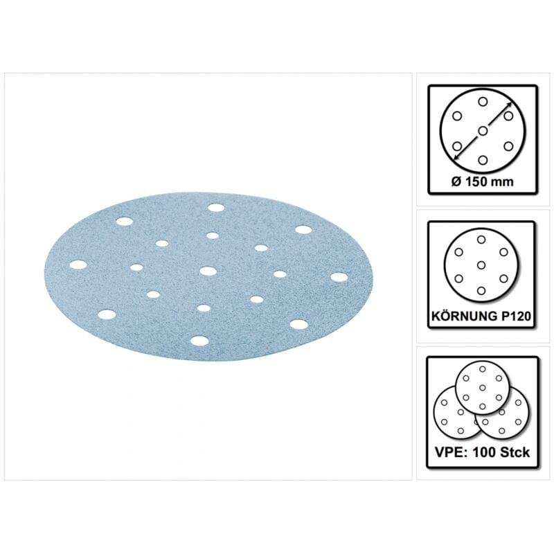 Stf D150/16 Schleifscheiben 150 mm Granat P120 gr / 100 Stück ( 496979 ) - Festool