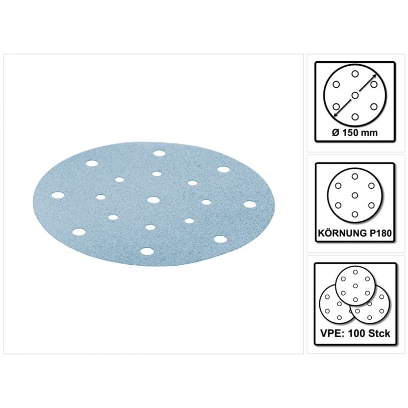 Stf D150/16 Schleifscheiben 150 mm Granat P180 gr / 100 Stück ( 496981 ) - Festool