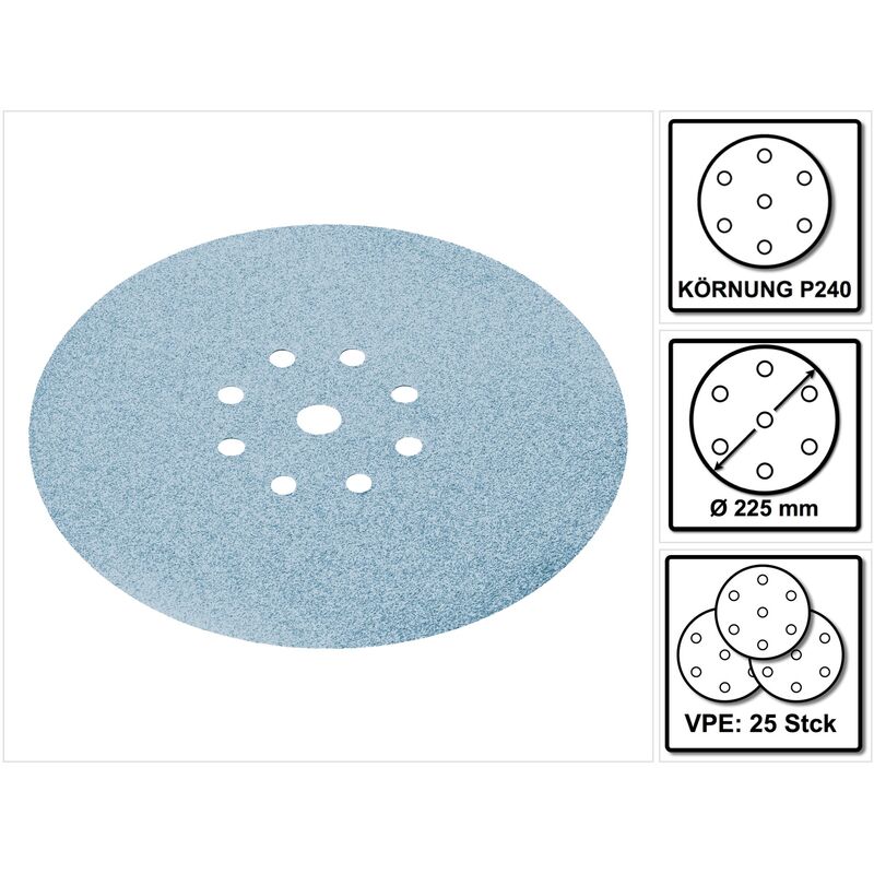 Stf D225/8 Granat Schleifscheiben 225 mm planex P240 gr / 25 Stück ( 499642 ) - Festool