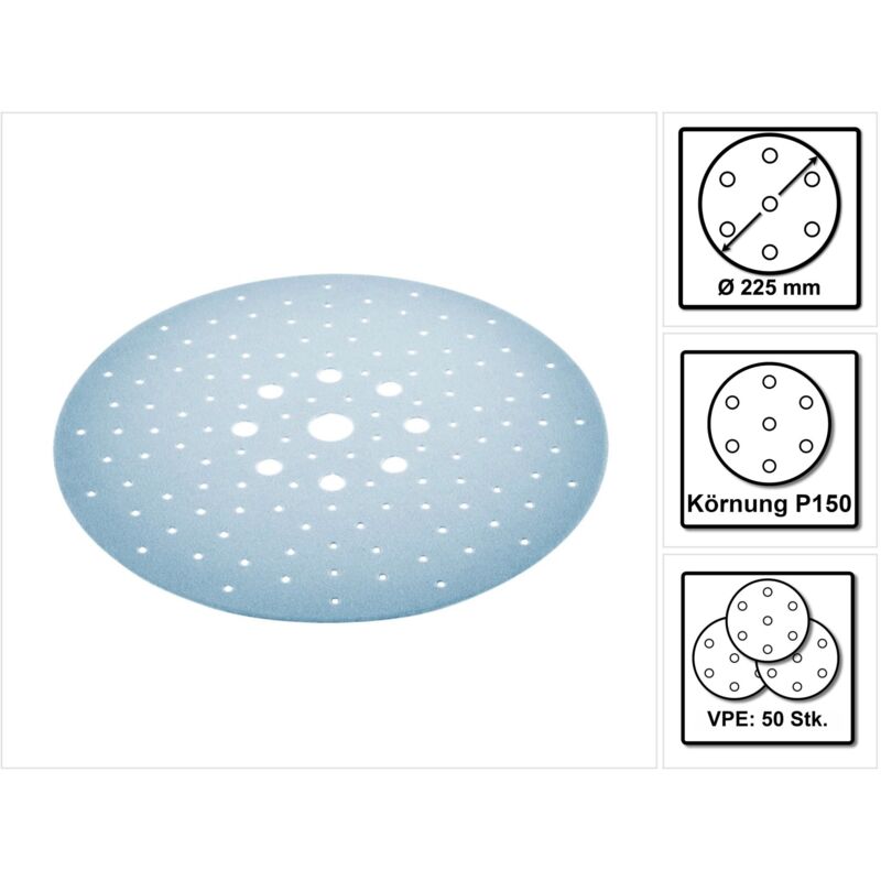Stf D225/128 Schleifscheibe Granat P150 225 mm 50 Stk. ( 2x 205659 ) für Langhalsschleifer planex - Festool