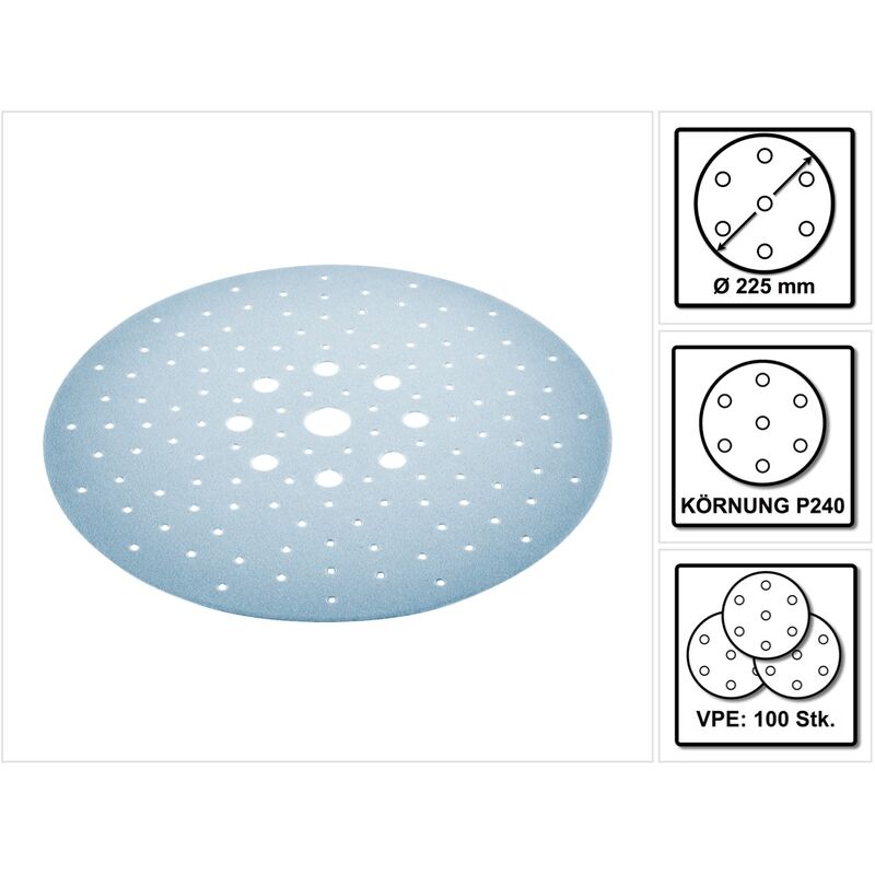 Stf D225/128 Schleifscheibe Granat P240 225 mm 100 Stk. ( 4x 205663 ) für Langhalsschleifer planex - Festool