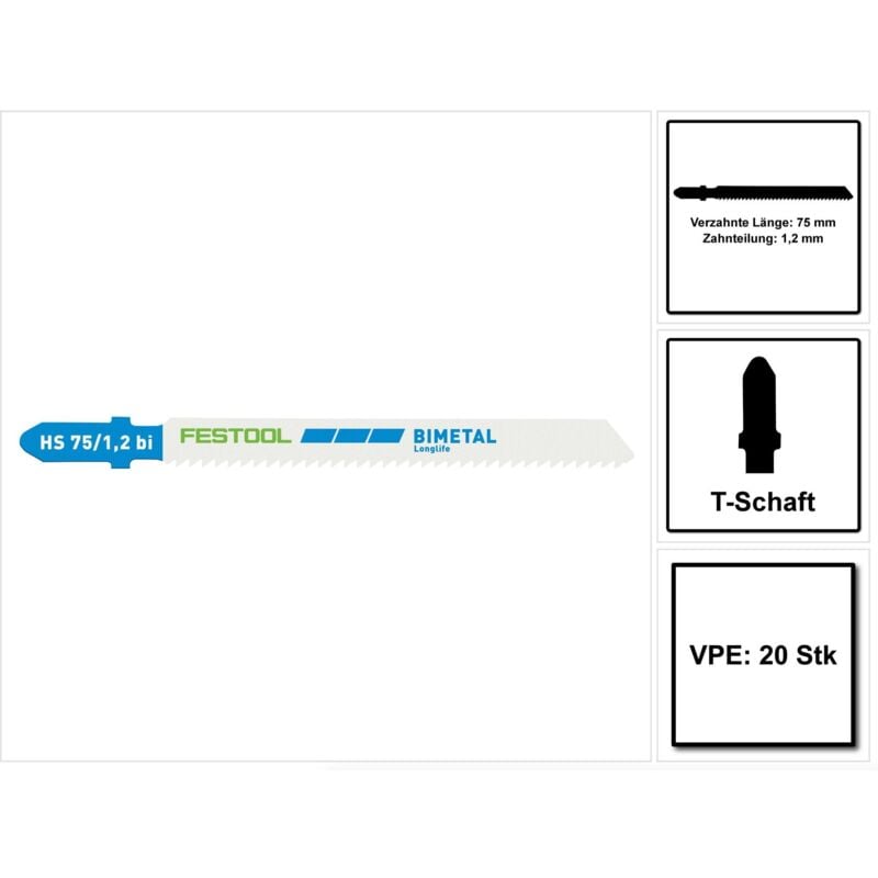 Stichsägeblatt hs 75/1,2 BI/20 metal steel/stainless steel - Festool