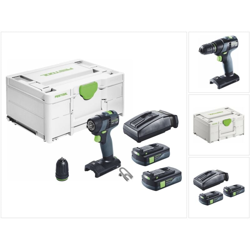 Txs 18-Basic Akku Bohrschrauber 18 v 40 Nm Brushless + 2x Akku 3,0 Ah + Ladegerät + Systainer - Festool