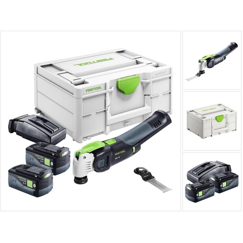 Festool VECTURO OSC 18 E-Basic Akku Oszillierer 18 V Starlock Max Brushless + 2x Akku 5,0 Ah + Ladegerät + Systainer