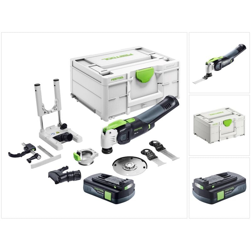 Vecturo osc 18 E-Basic Set Akku Oszillierer 18 v Starlock Max Brushless + 1x Akku 3,0 Ah + 7 tlg. Zubehör Set + Systainer - ohne Ladegerät - Festool