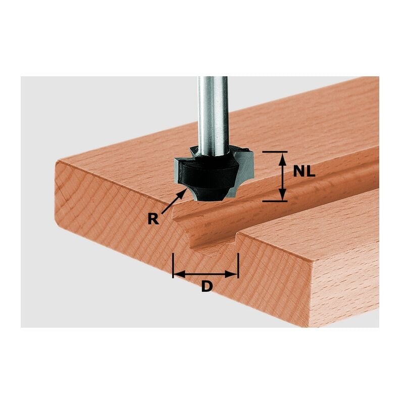 Viertelstabfräser Fräser hw Schaft 8 mm hw S8 D19/R4 491005 - Festool