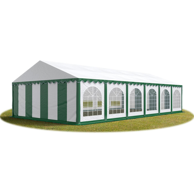 Festzelt Partyzelt 6x12 m premium, hochwertige pvc Plane 750 n in grün-weiß 100% wasserdicht mit Bodenrahmen