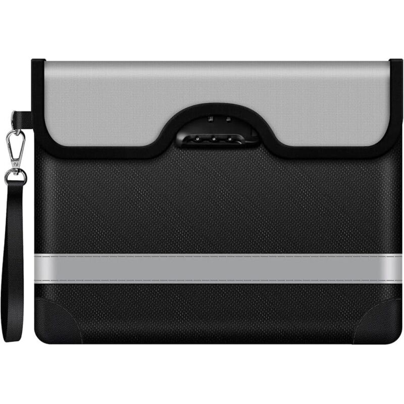 Feuerfeste und wasserdichte Tasche mit Schloss, feuerfeste Dokumententasche, feuerfeste Tasche zur Aufbewahrung von A4-Dokumenten, Reisepass, Silber