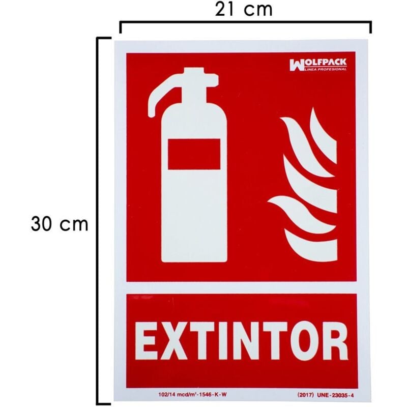 Fluoreszierendes Feuerlöscher-Poster 30x21 cm.
