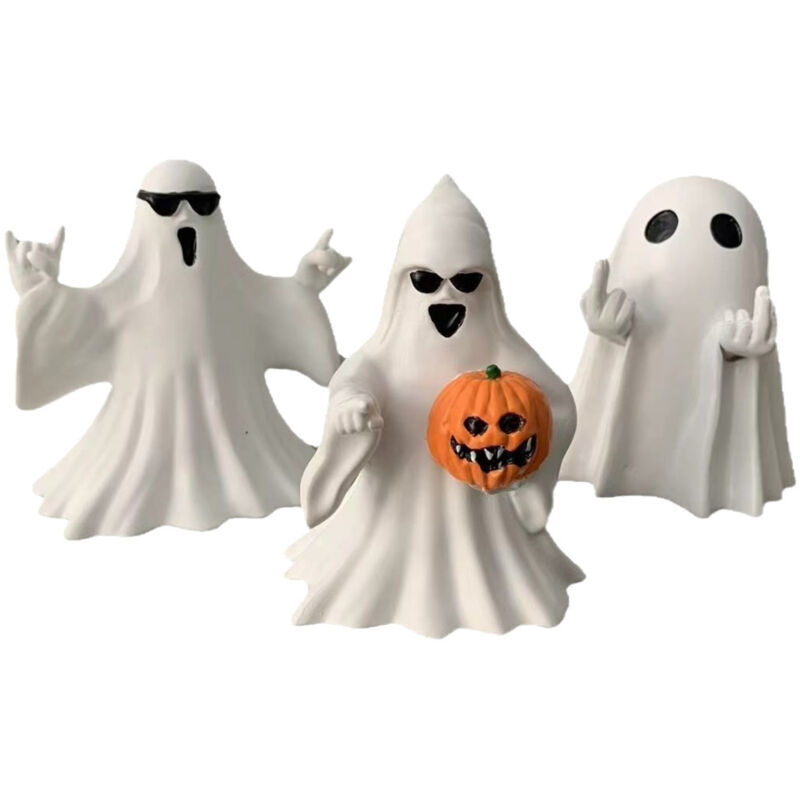 Figurine fantôme d'Halloween - Statue effrayante du majeur, décoration mignonne pour décorations d'Halloween, porche et décoration intérieure