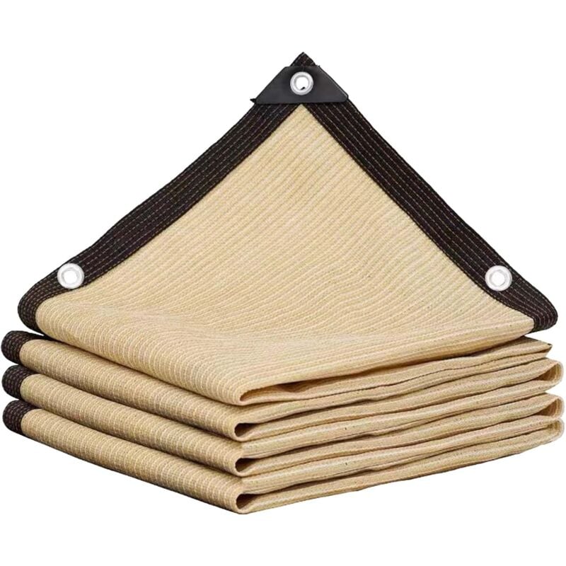 Garten Schattierungsnetz, Schattennetz mit Ösen für Pergola, Terrasse, Pflanzen, Gewächshaus, Hühnerstall, Braun - 3x3m