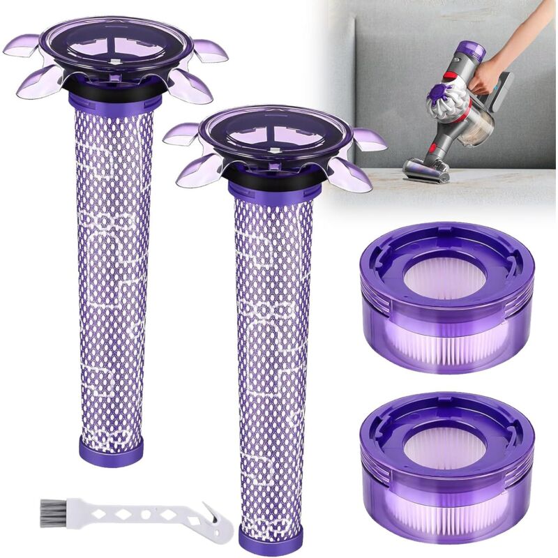 Filter für Dyson, Ersatzfilter für Dyson V7 V8 Absolute Animal Motorhead Animal, mit 2 HEPA-Nachfiltern, 2 Star-Vorfiltern, 1 Reinigungsbürste,