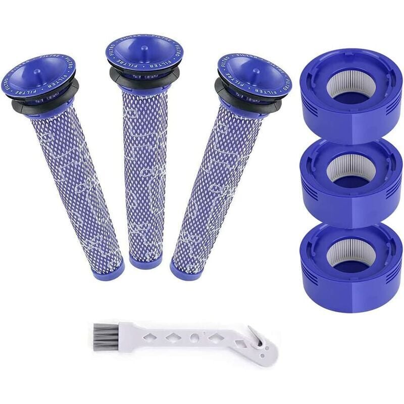 Filter for Dyson V7 and V8,Reehi Replacement Vacuum Cleaner Filters for Dyson, Absolute and Animal, 3 hepa Post-Filters and 3 Pre-Filters for Dyson
