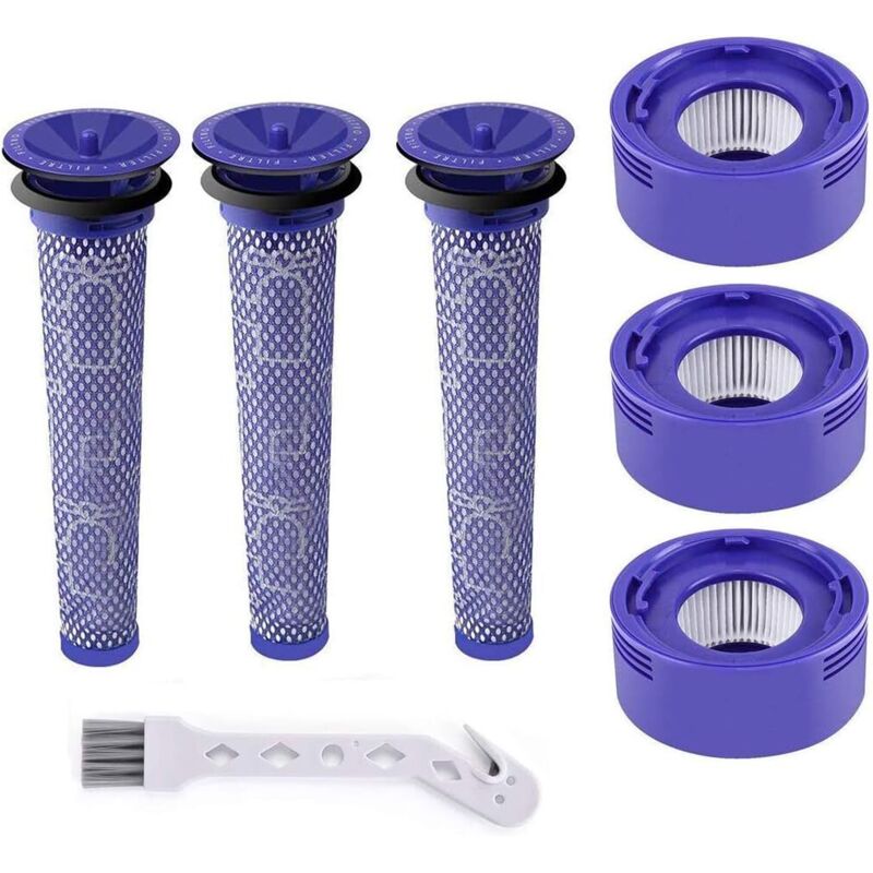 Filter für Dyson V7 und V8, OUYLAF, Ersatz-Staubsaugerfilter für Dyson, Absolute und Animal, 3 HEPA-Nachfilter und 3 Vorfilter für Dyson V7 und V8