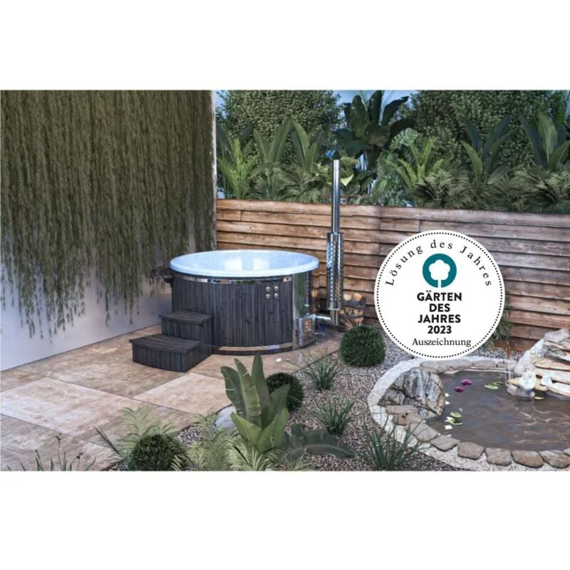 Badefass Stockholm 'Spa Edition' Deluxe aus Holz in Schwarz - Finntherm