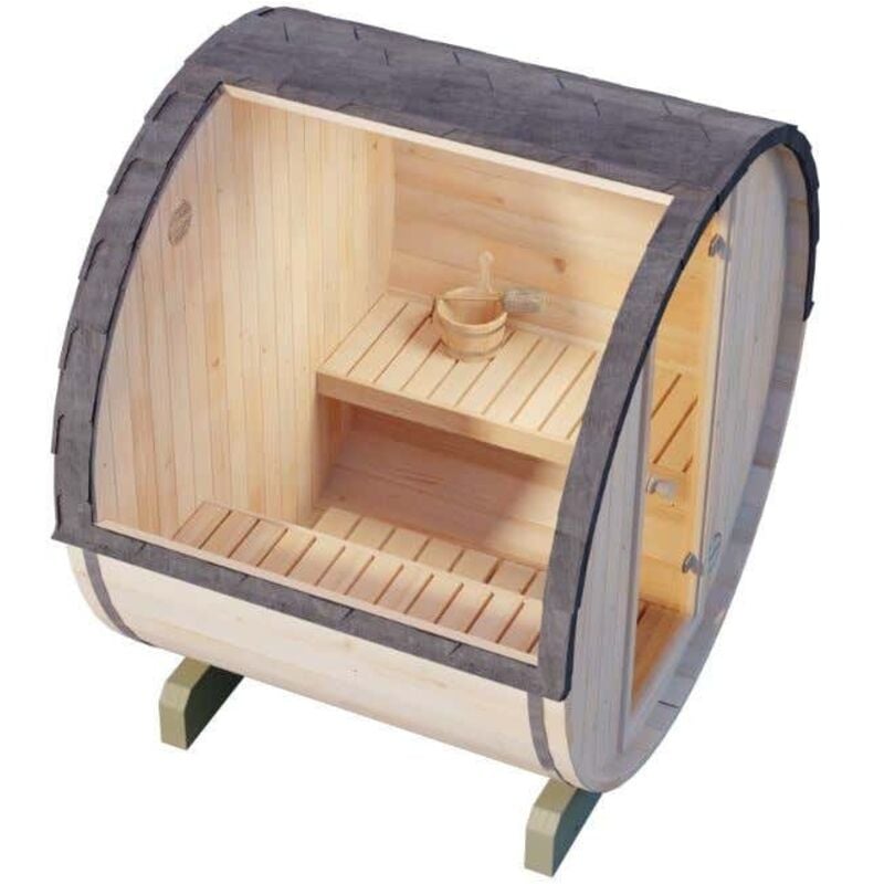 Fass-Sauna Mini xs Fasssauna 2 Sitzbänke aus Holz , Sauna mit 42 mm Wandstärke, Außensauna - Finntherm
