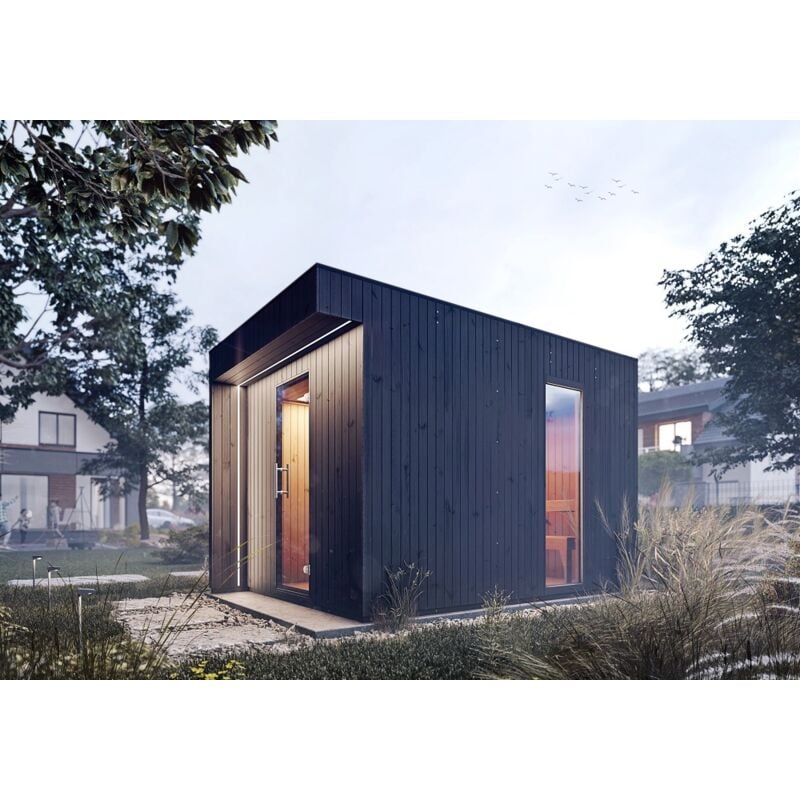 Saunahaus Siena Gartensauna 3 Sitzbänke aus Holz, Sauna mit 72 mm Wandstärke, Außensauna mit Montagematerial - Finntherm