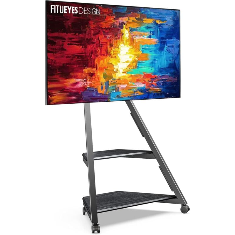 Fitueyes - Design tv Stnder Rollbar tv Stand mit Rollen Ablagen f¨¹r 32 40 43 50 55 65 Zoll Flach & Curved Fernseher bis zu 40kg tv Standfuss neigbar