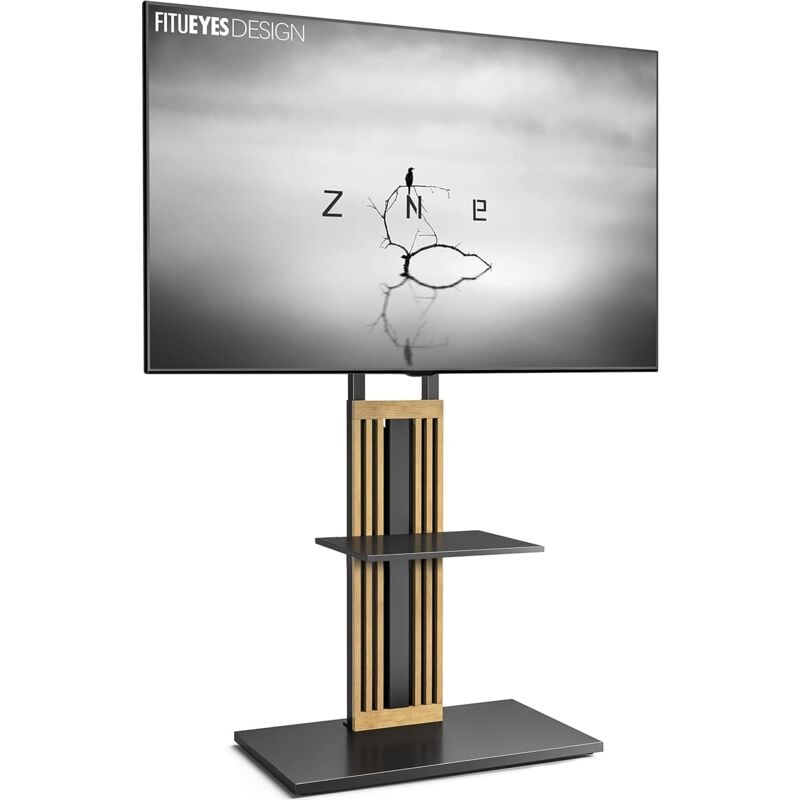Fitueyes - Design tv Stnder Standfu tv Bodenstnder mit Ablage Fernsehstnder f¨¹r groe Fernseher 55 bis 80 Zoll bis zu 50kg Hhenverstellbar Schwenkbar