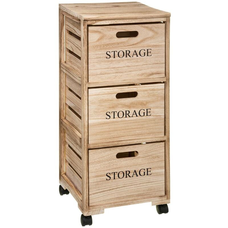 FIVE – Möbelstück auf Rädern, 3 Schubladen aus Holz, Stil Kiste Höhe 82 cm - 5five Simple Smart