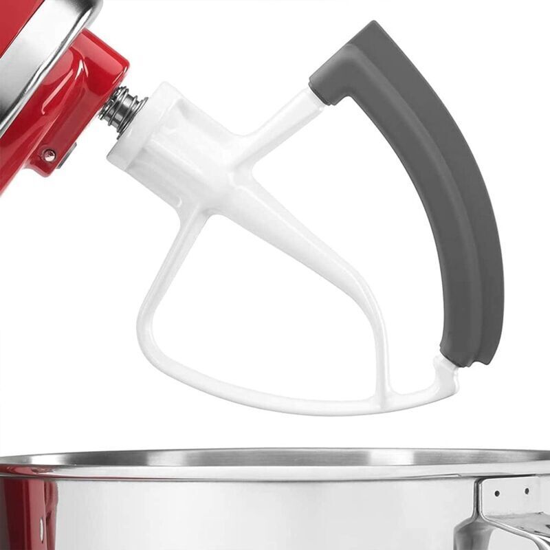 Flachrührer mit flexibler Kante für KitchenAid Zubehör, Aluminium-Schneebesen für KitchenAid 4,5-5QT Küchenmaschinen, Rührbesen mit Silikonschaber,