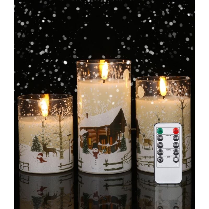 Flackernde LED-Kerzen, Fernbedienungskerzen, künstliche Kerzen mit Timer, elektrische Kerzen, Weihnachtsdekoration, Weihnachtskerzen, flammenlose