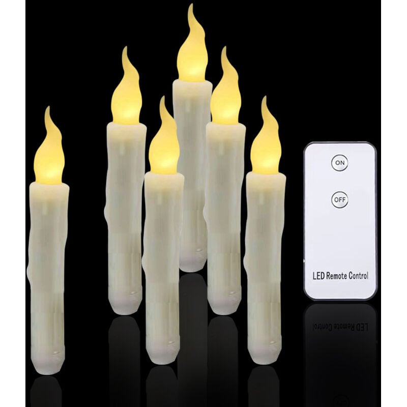 Flammenlose, flackernde Kerzen, 1 Fernbedienung, 17 cm, Elfenbein, batteriebetriebene LED-Fensterkerzen, Timer, 6er-Pack flammenlose Kerzen aus