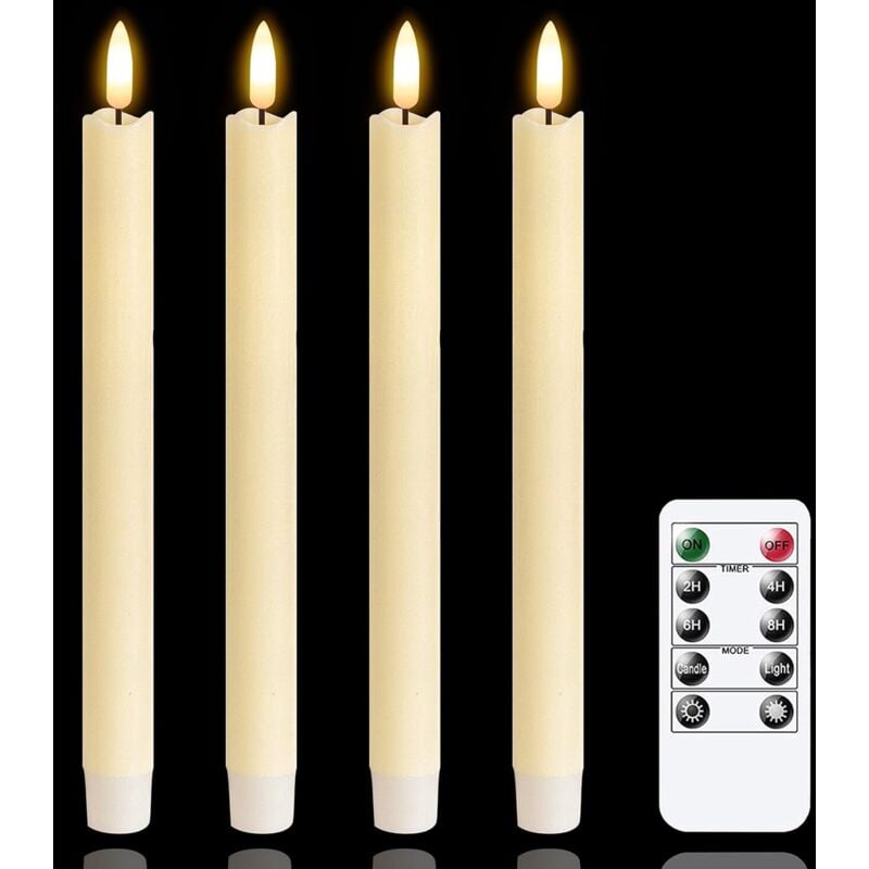 Flammenlose LED-Kerzen mit Fernbedienung und Timer, batteriebetriebene, elfenbeinfarbene, flackernde Fensterkerzen, Set mit 6 flammenlosen Kerzen aus
