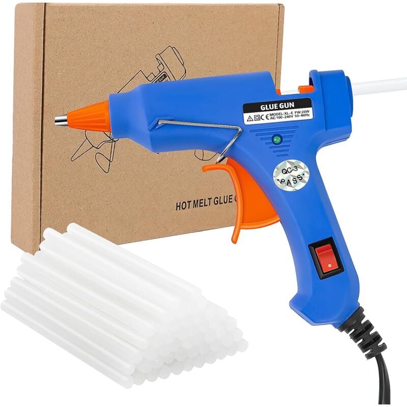 Flammhemmende Heißklebepistole mit 30 Heißklebestiften, Mini-Heißklebepistole für Schule, Handwerk, Kunst oder schnelle Reparaturen zu Hause, 20 W