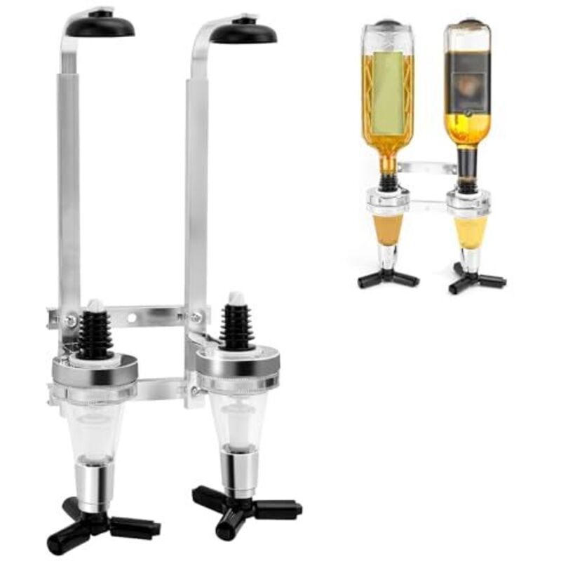 Flaschenhalter Wand Getränkespender für 2 Flaschen, Doppelkopf Dispenser Flaschenhalter, Schnapsspender Aluminiumlegierung, Für