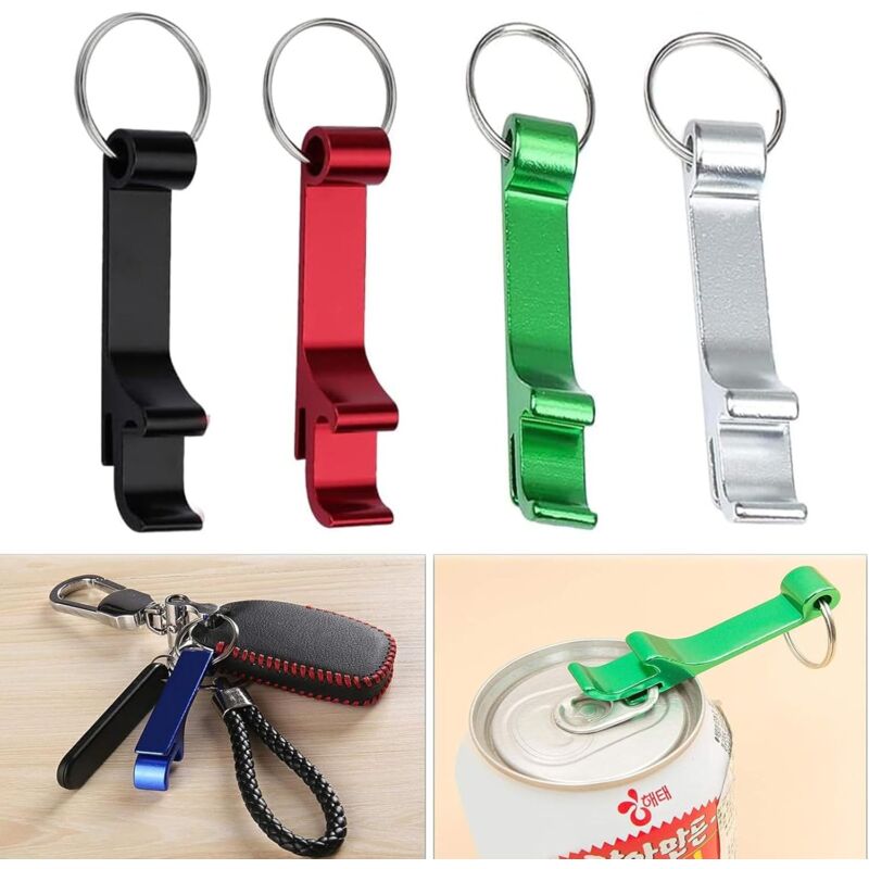 Flaschenöffner, 4 Stück Bier Flaschenöffner, Flaschenöffner Schlüsselanhänger, Aluminium Bierflaschenöffner, Multifunktionaler Bottle Opener, für