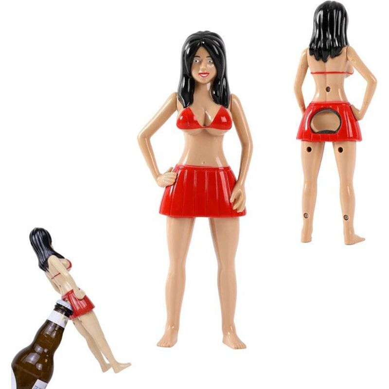 Flaschenöffner - I-Total - Beach Girl - Plastik - Beige/Rot - 20 x 4 x 8 cm
