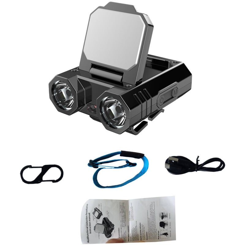 Leistungsstarke wiederaufladbare LED-Stirnlampe, 3 Farben und 5 Modi, zum Angeln und Camping. - Flasidu