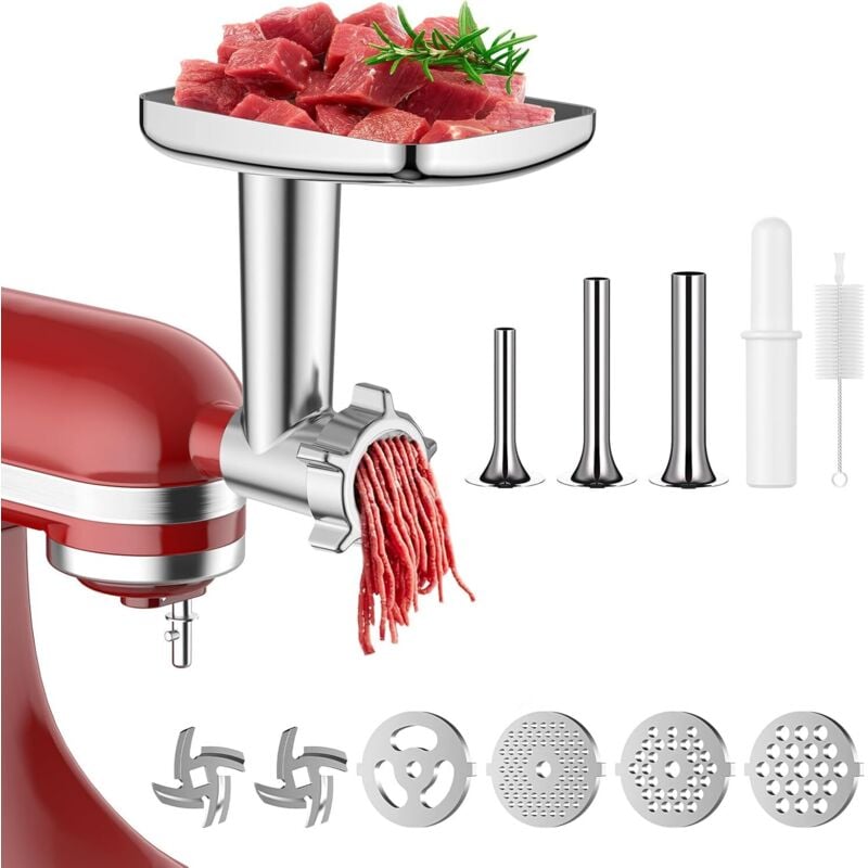Fleischwolf-Aufsatz für KitchenAid, Fleischwolf für KitchenAid mit 3 Wurstfüllern, Fleischwolf-Ersatzteile