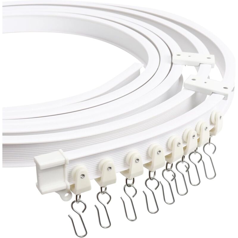 Flexible Decken-Vorhangschiene, 3 Meter/9.84ft Gardinenschiene Deckenmontage mit Stummen Rollen, Gebogene Deckenschiene, Deckenvorhangschiene für