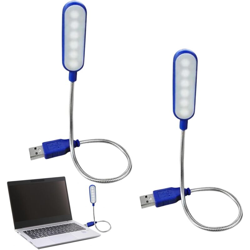 Flexible USB-Lampe, Laptop-Lampe, 2 Mini-USB-Leuchten für Tastatur, LED für Laptop, PC, Computer, Powerbank, Innenbeleuchtung (Blau)