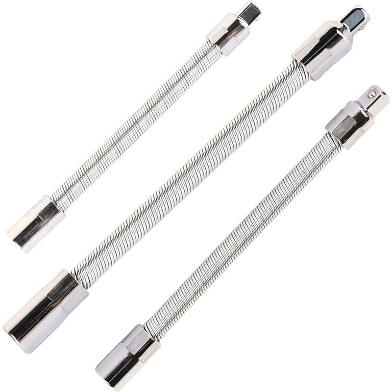 Flexible Verlängerungsstange aus Edelstahl, silberfarben, 3 Stück, 1/4 Zoll, 3/8 Zoll, 1/2 Zoll