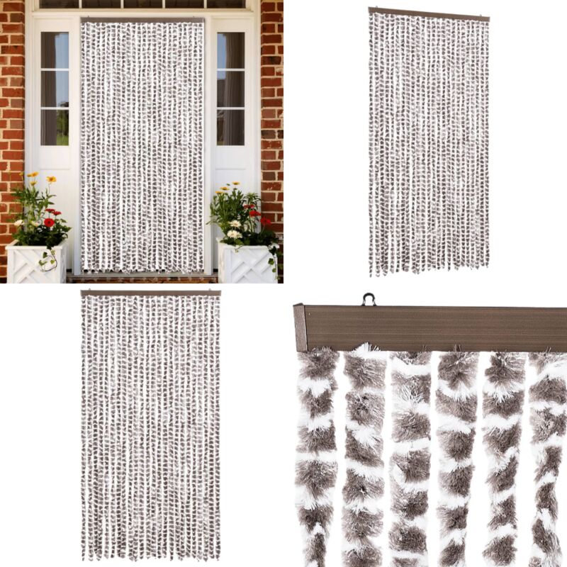 Fliegenvorhang Taupe und Weiß 100x230 cm Chenille - Fliegenvorhang - Insektenschutz - Türvorhang - Chenille - Polypropylen - Home & Living