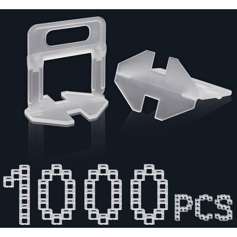 Fliesen Nivelliersystem 1000 Stück Laschen Zuglaschen 1,5 mm Fugenbreite, Fliesen Höhe 3-15mm Fliesenverlegehilfe (1000 Stück 1,5 mm Laschen