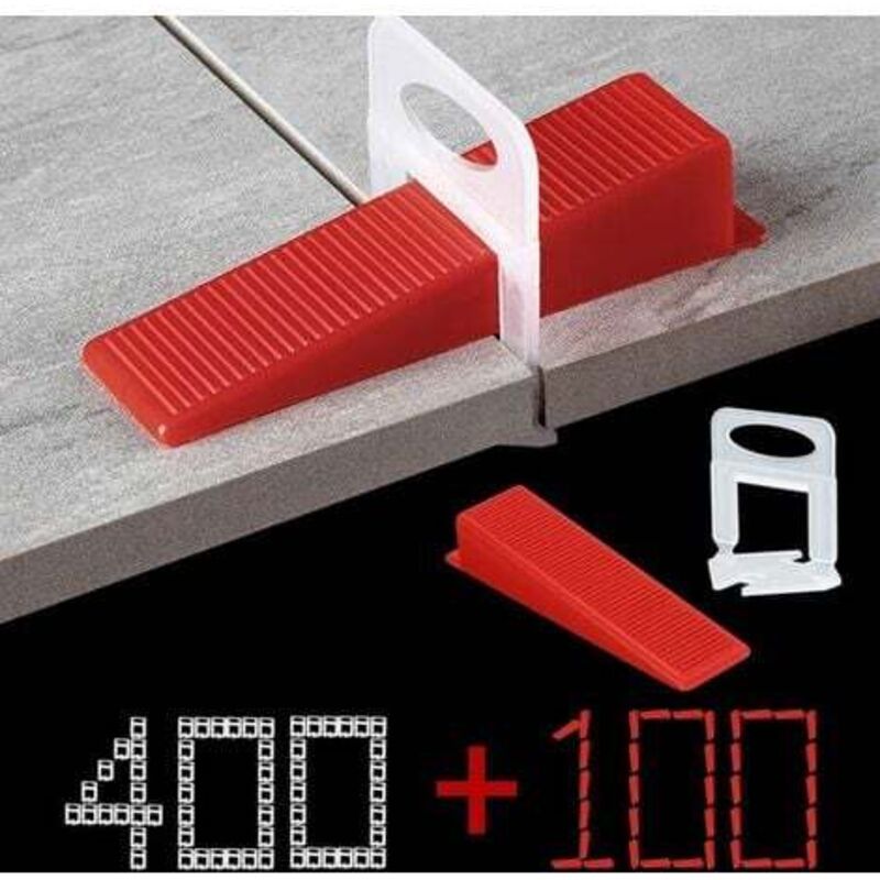 Fliesen-Nivelliersystem 1,5 mm Fugenbreite, 400 Aufreißlaschen, 100-teiliges wiederverwendbares Keil-Set, Fliesen-Nivelliersystem für Fliesenstärken