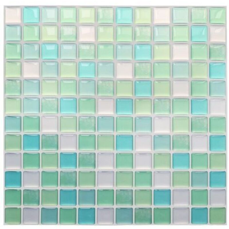 Fliesenaufkleber Grün 24x24 cm Mosaik-Stil Selbstklebende Wandfolie Wasserdicht für Badezimmer- und Küchenwandfliesen