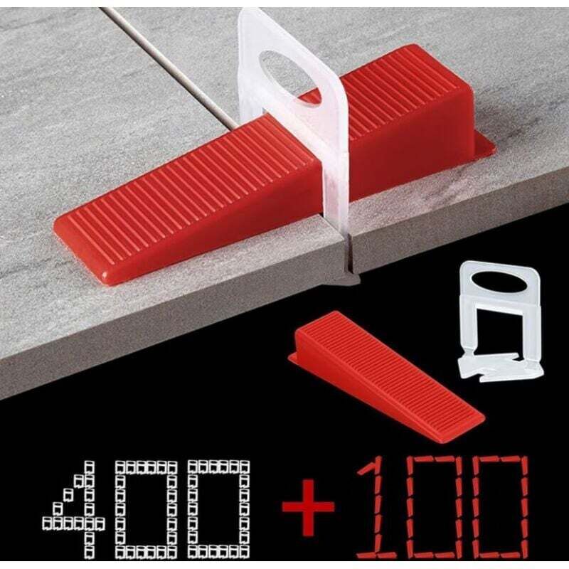 Fliesenverlegesystem für Fliesen mit 1,5 mm Fugenbreite, 400 Laschen, 100 wiederverwendbare Keile, geeignet für Fliesen mit einer Dicke von 3–12 mm