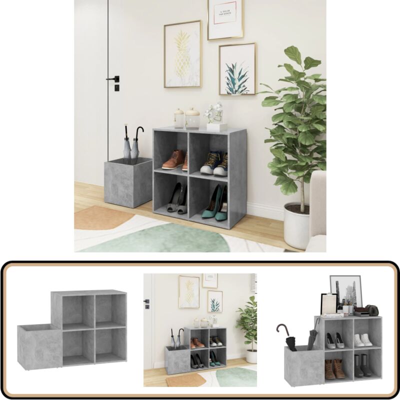 Vidaxl - Flur-Schuhschrank Betongrau 105x35,5x70 cm Holzwerkstoff - Flur-Möbel - Schuhschrank - Holzwerkstoffmöbel - Garderobe - Stauraum