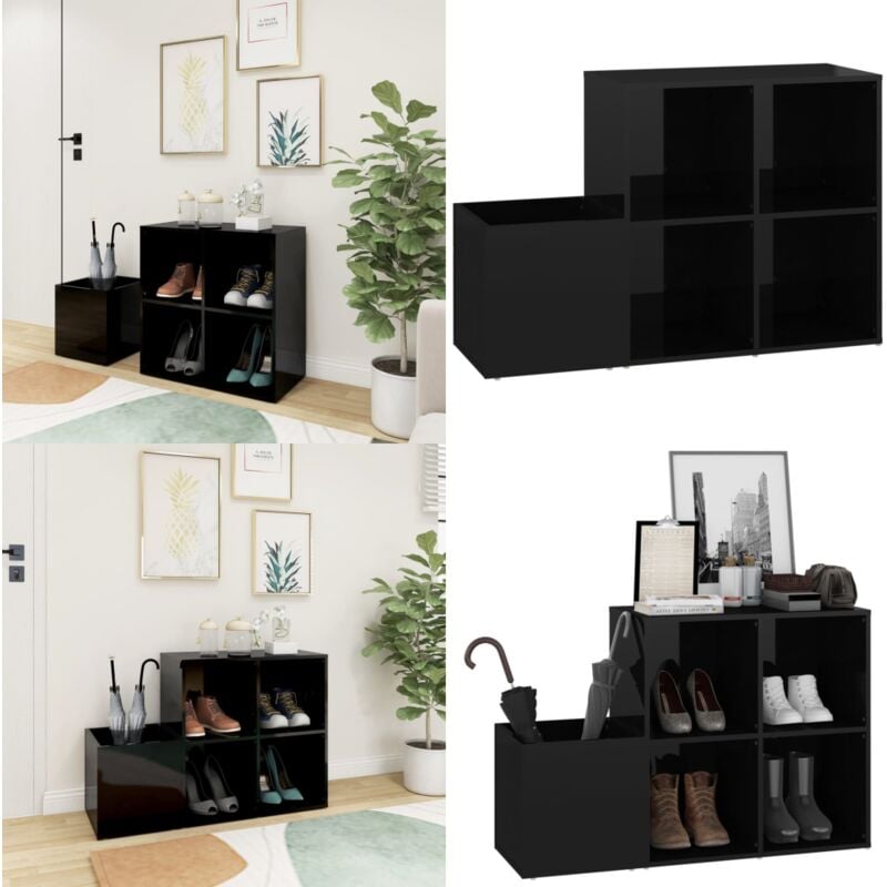 Flur-Schuhschrank Hochglanz-Schwarz 105x35,5x70cm Holzwerkstoff - Flur-Schuhschrank - Schuhschrank - Holzwerkstoffmöbel - Garderobe - Schrank - Home