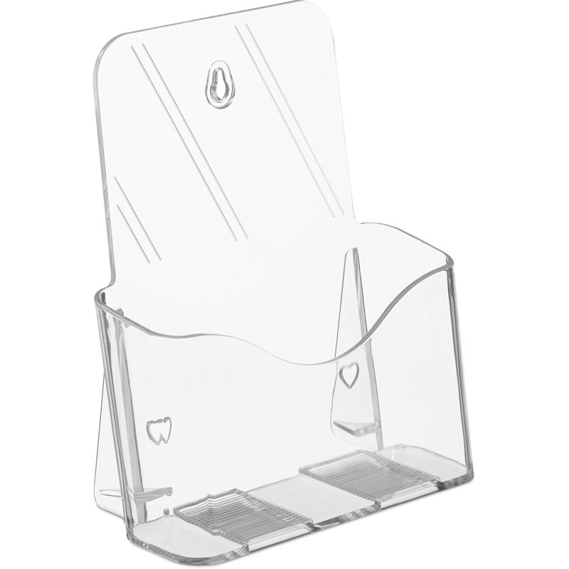 Relaxdays - Flyer Aufsteller, Flyerständer din A5, Acryl, 1 Fach, zum Stellen & Hängen, Wandprospekthalter, transparent