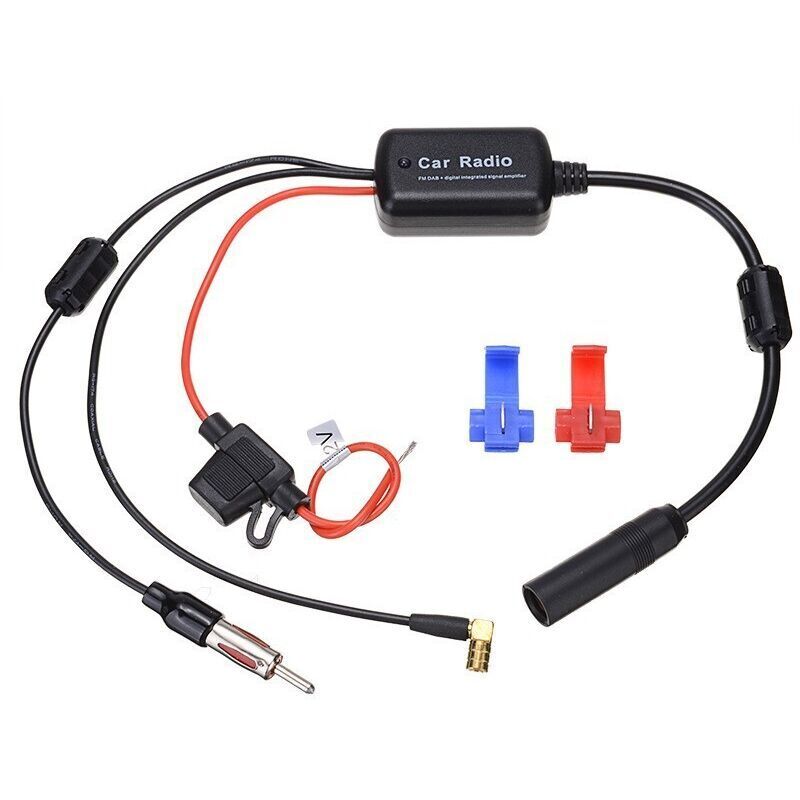 FM/AM/DAB/DAB+ Autoradio-Antennenverstärker-Splitter, 12V-24V Autoradio-Antennensignalverstärker-Booster, SMB-zu-DIN-Splitter-Adapter für