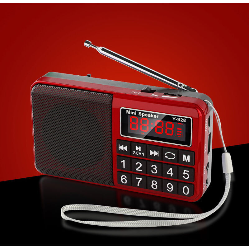 Tragbares Radio FM/AM(MW)/SW/USB/Micro-SD/MP3, Radiosender mit großen Tasten und großem Bildschirm, wiederaufladbares tragbares Radio 1200 mAh Akku
