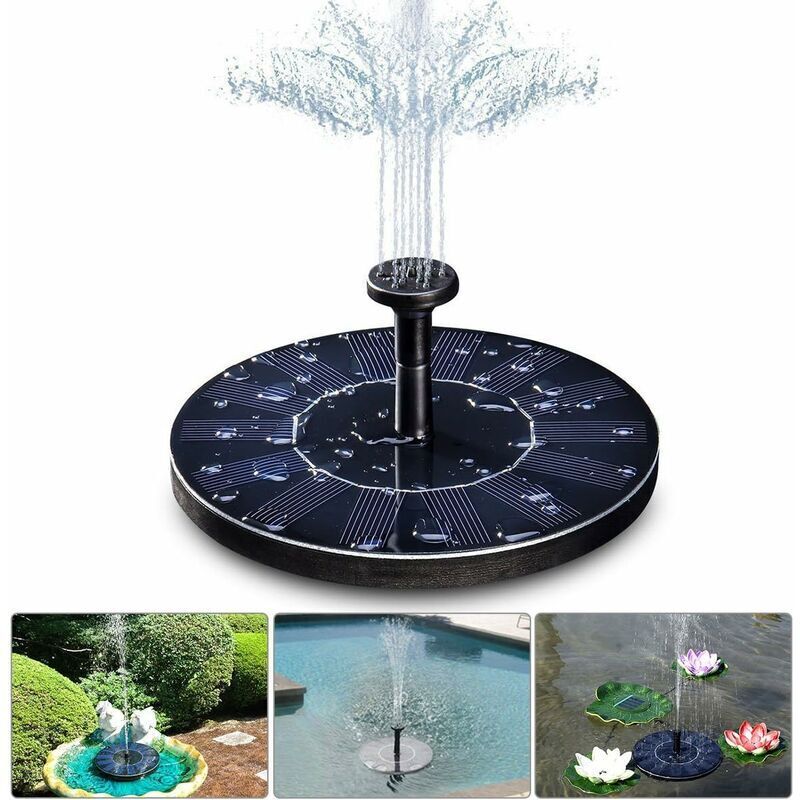 Solarbrunnen, 1,4 W Solar-Teichpumpe mit 4 Effekten, 70 cm maximale Höhe, Solarpumpe, schwimmende Solarbrunnenpumpe für Gartenteich oder Aquarium,
