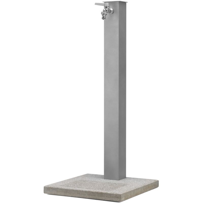 Bel-fer - Gartenbrunnen mit Wasserhahn und aluminiumfarbenem Zementsockel, H91 cm