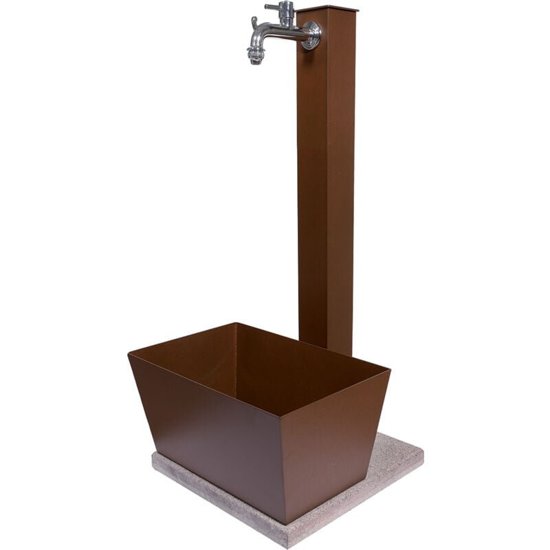 Bel-fer - Gartenbrunnen mit Wasserhahn Schale und Basis Rost Made in Italy 42/QVR